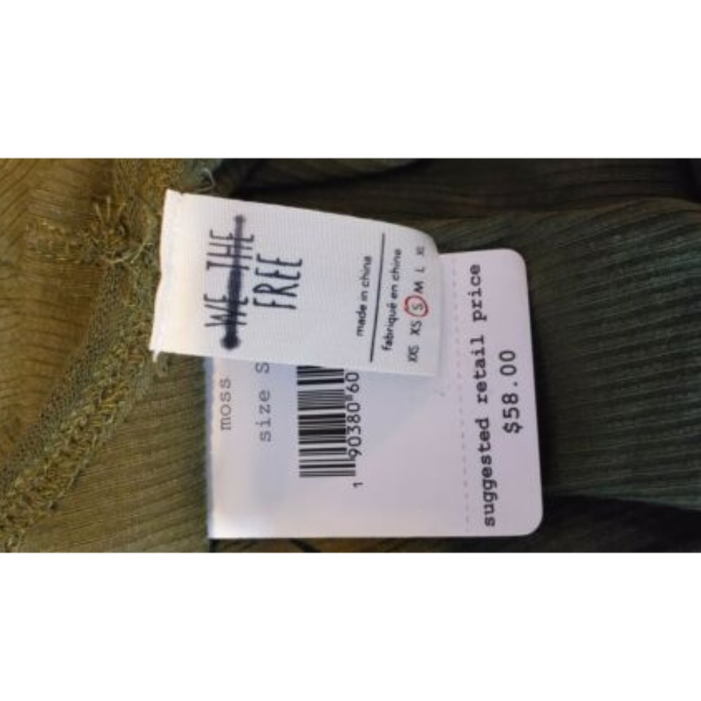 Free People Long Sleeve T Shirt Green V Neck Oversized Relaxed Fit Top Boho Chic - Picture 5 of 7